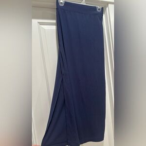aerie Navy Ribbed Maxi Skirt with Side Slit